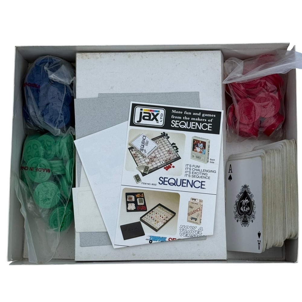 VTG Sequence Board Game Jax Ltd 8002 Strategy Card Game Complete 1982 Edition - Picture 3 of 4